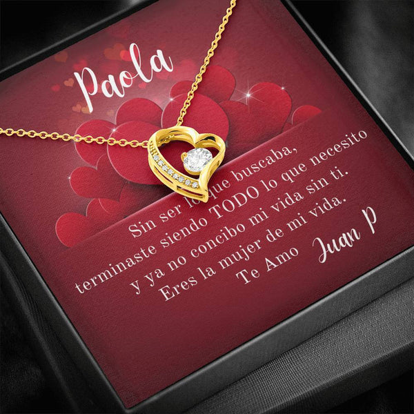 Regalo único para la Mujer de tu vida- Sin ser lo que esperaba, terminaste siendo… - Collar Forever Love con Tarjeta para enamorarla más. Jewelry/ForeverLove 18k Yellow Gold Finish 