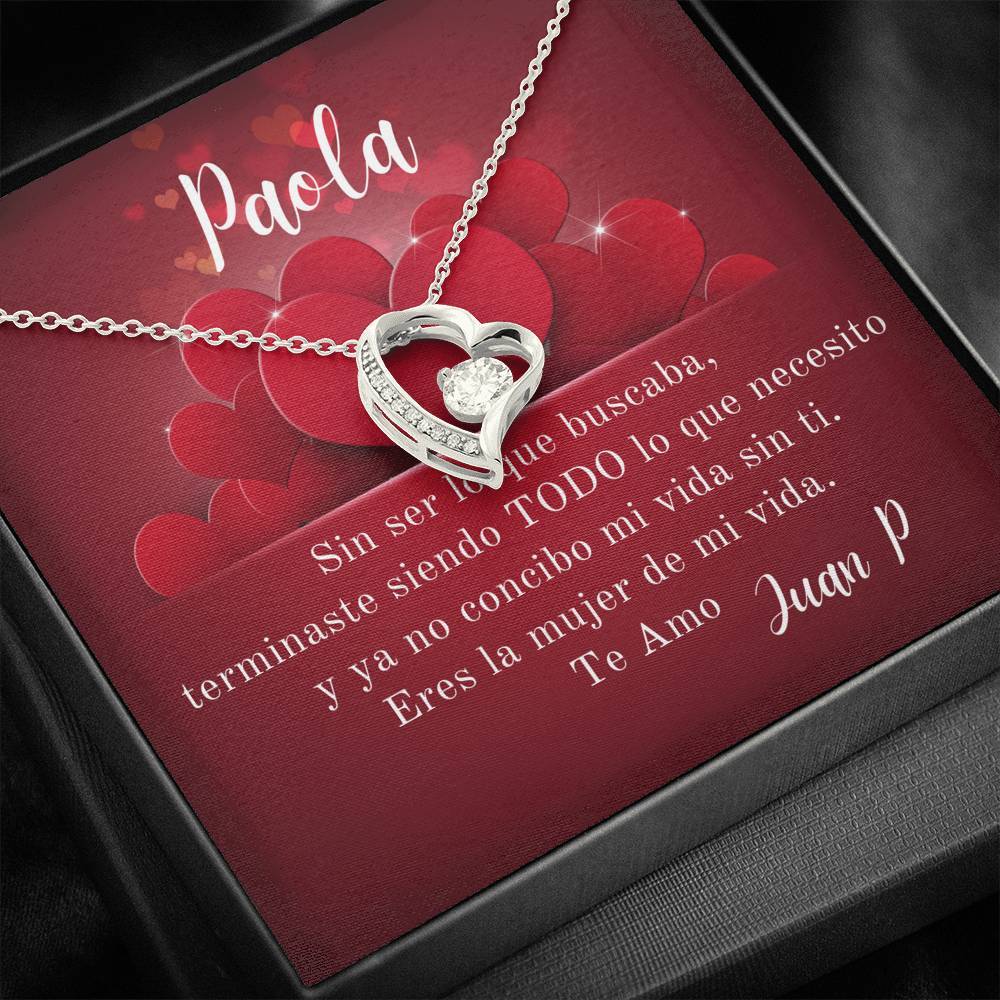 Regalo único para la Mujer de tu vida- Sin ser lo que esperaba, terminaste siendo… - Collar Forever Love con Tarjeta para enamorarla más. Jewelry/ForeverLove 14k White Gold Finish 