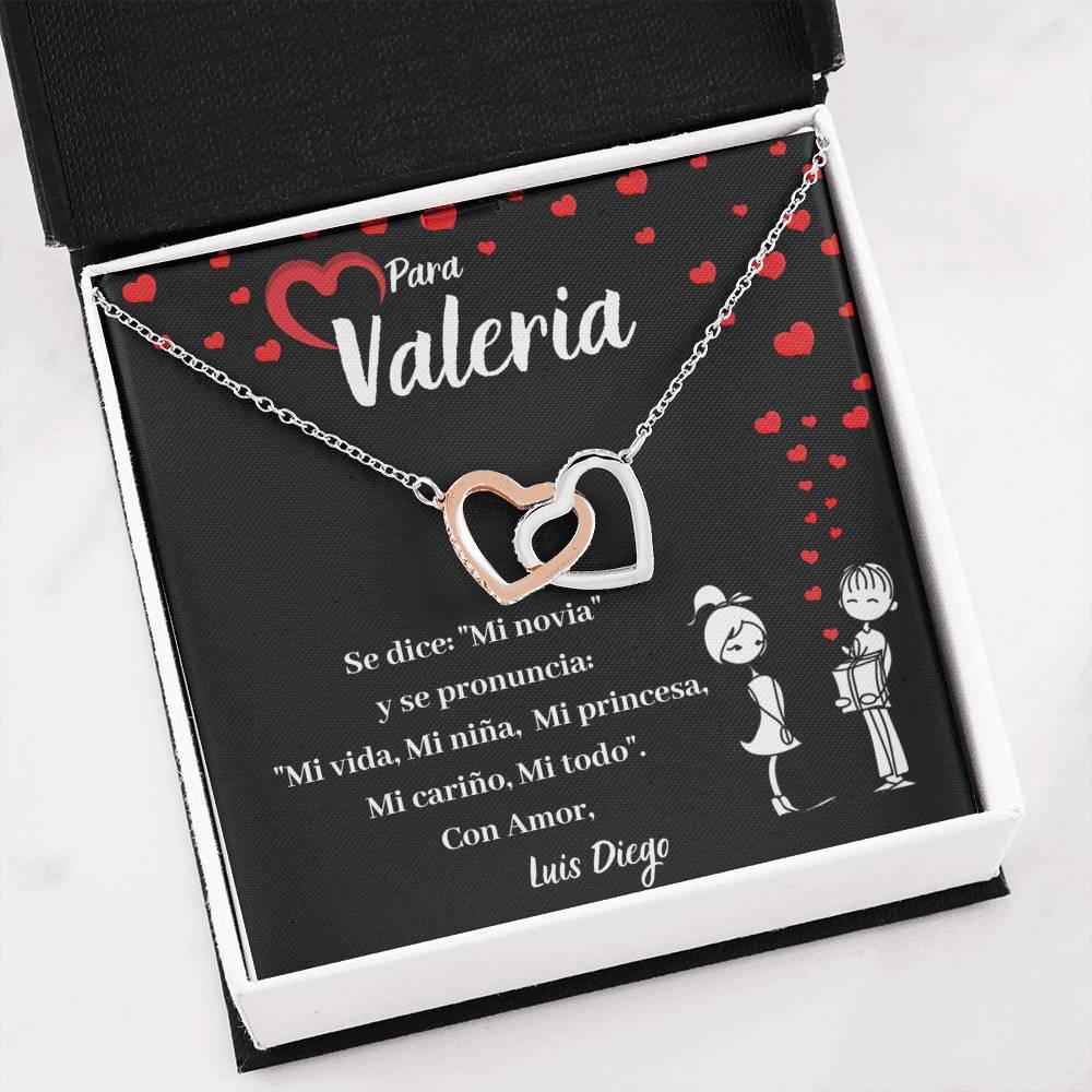 Regalo único para mi novia- Collar 2 corazones con tarjeta y caja de regalo Jewelry 