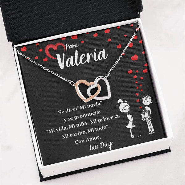 Regalo único para mi novia- Collar 2 corazones con tarjeta y caja de regalo Jewelry 