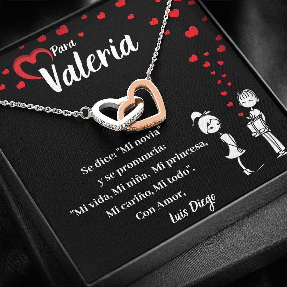 Regalo único para mi novia- Collar 2 corazones con tarjeta y caja de regalo Jewelry ShineOn Fulfillment 