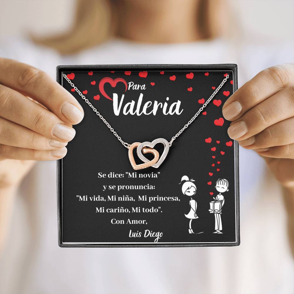 Regalo único para mi novia- Collar 2 corazones con tarjeta y caja de regalo Jewelry 