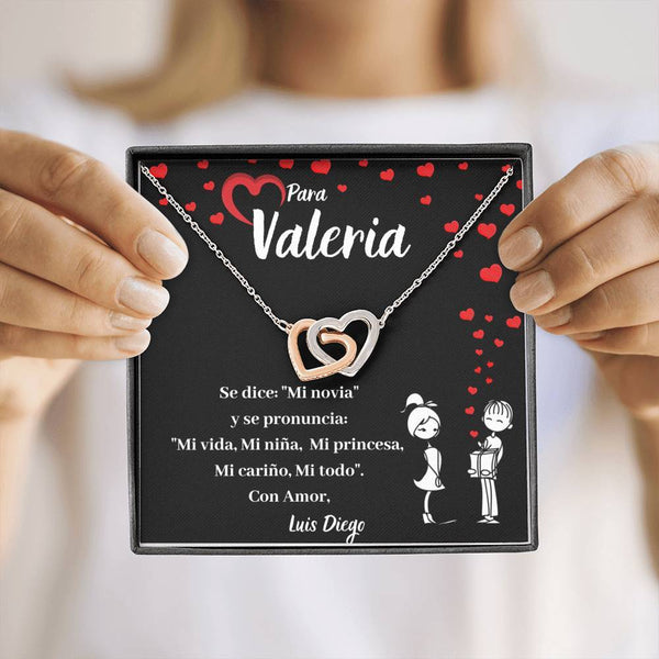 Regalo único para mi novia- Collar 2 corazones con tarjeta y caja de regalo Jewelry 