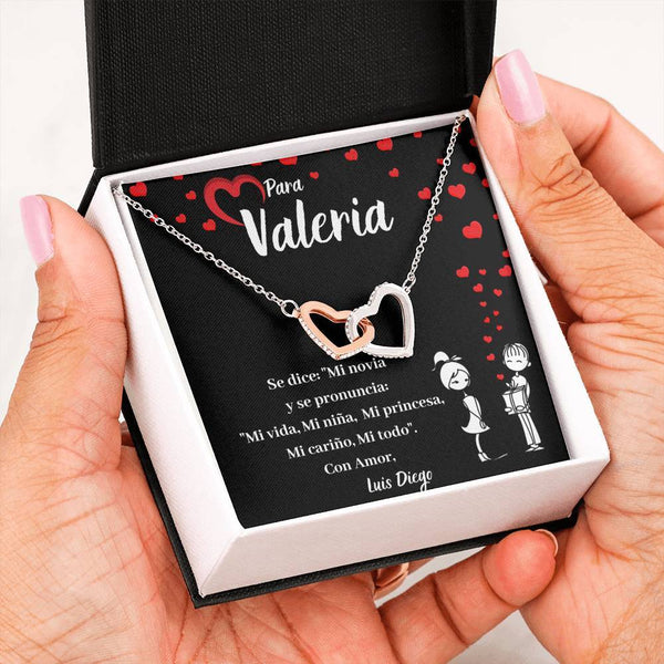 Regalo único para mi novia- Collar 2 corazones con tarjeta y caja de regalo Jewelry ShineOn Fulfillment 