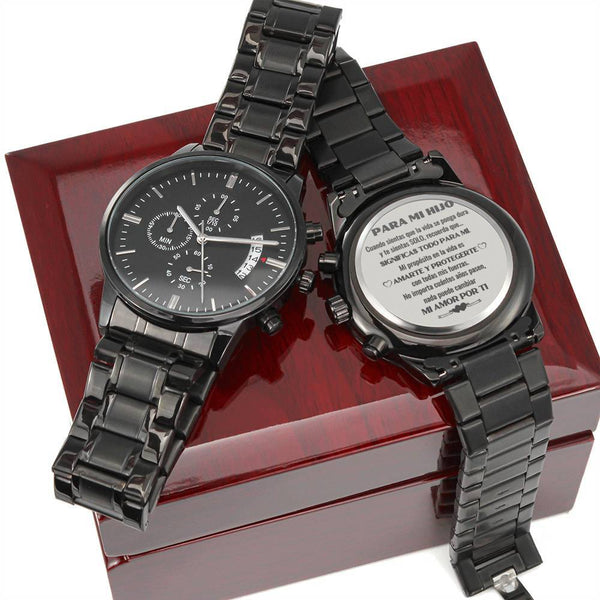 Reloj Cronógrafo Negro - Regalo para Hijo - Significas todo para mí Jewelry ShineOn Fulfillment Caja de Lujo de Madera con Luz LED - Mahogany 