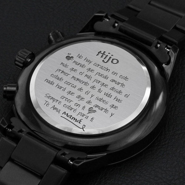 Reloj para Regalar al Hijo - Regalo de Mamá - Reloj cronógrafo Negro. Jewelry/Watch 