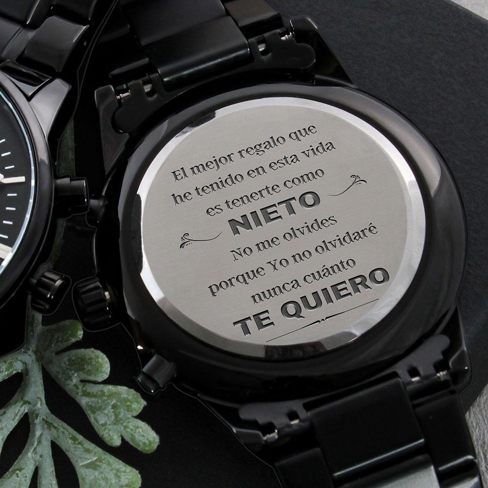 Reloj para Regalar al Nieto - El mejor regalo que he tenido en mi vida - Reloj Cronógrafo Negro Jewelry ShineOn Fulfillment Caja de Regalo Incluida 