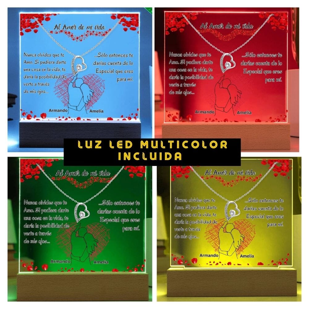 Set de Lámpara de Acrílico con Luz LED y Collar Amor Eterno: Para el Amor de Mi Vida Jewelry ShineOn Fulfillment 