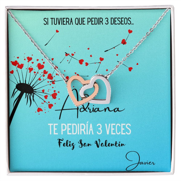 Si tuviera que pedir 3 deseos… Collar 2 corazones. Personaliza la tarjeta y escoge la caja para el collar. Jewelry Caja Estándar de Regalo 