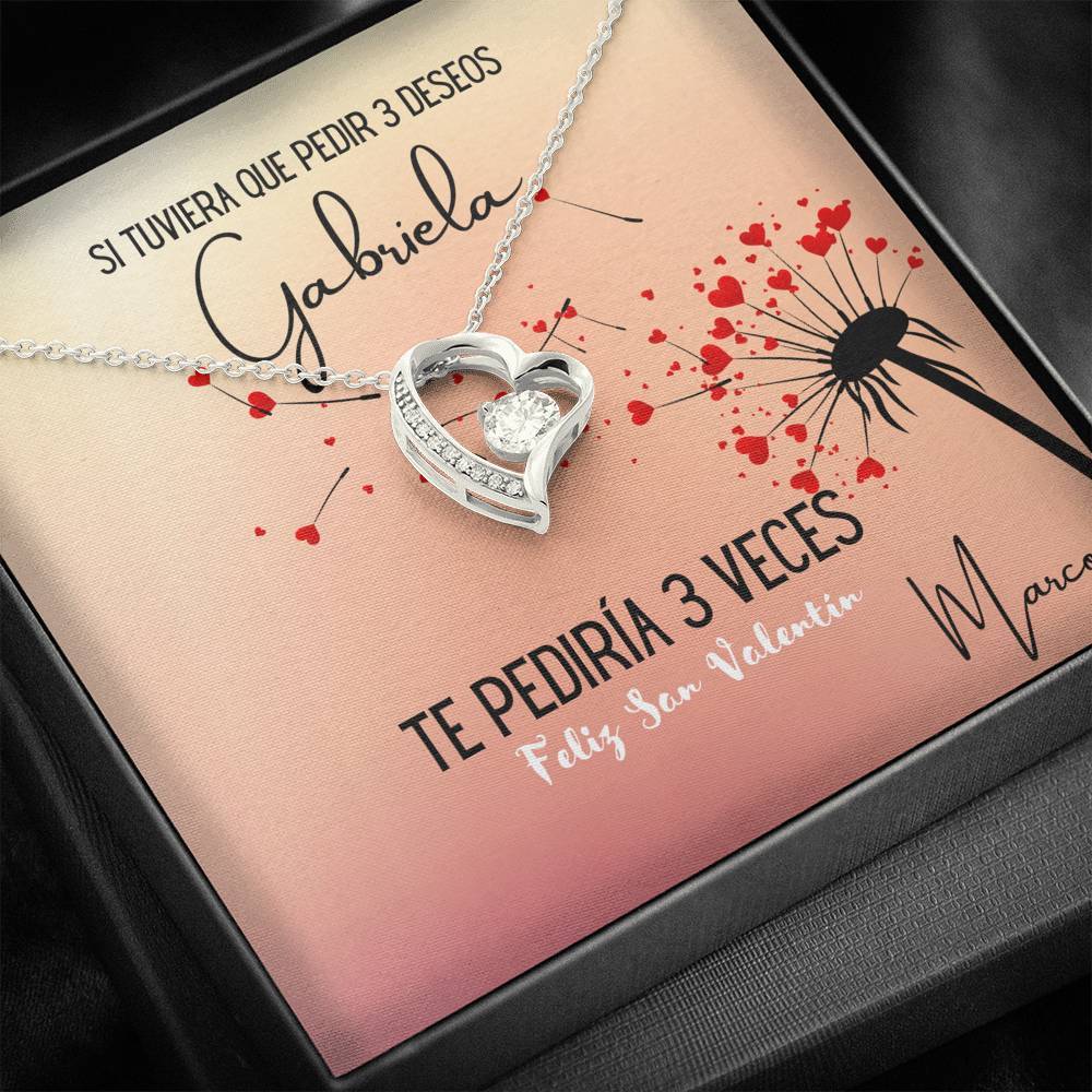 Si tuviera que pedir 3 deseos… - Collar para regalar al Amor de Mi vida en San Valentín- Collar Por Siempre Amor Jewelry 14k White Gold Finish 