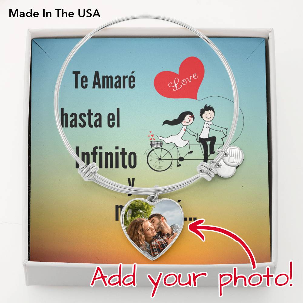 Sorprende a tu novia con este hermoso brazalete, sube la foto de los dos. El mejor regalo para San Valentín. Jewelry Brazalete de Corazón Colgante (.316 Acero Quirúrgico) No 