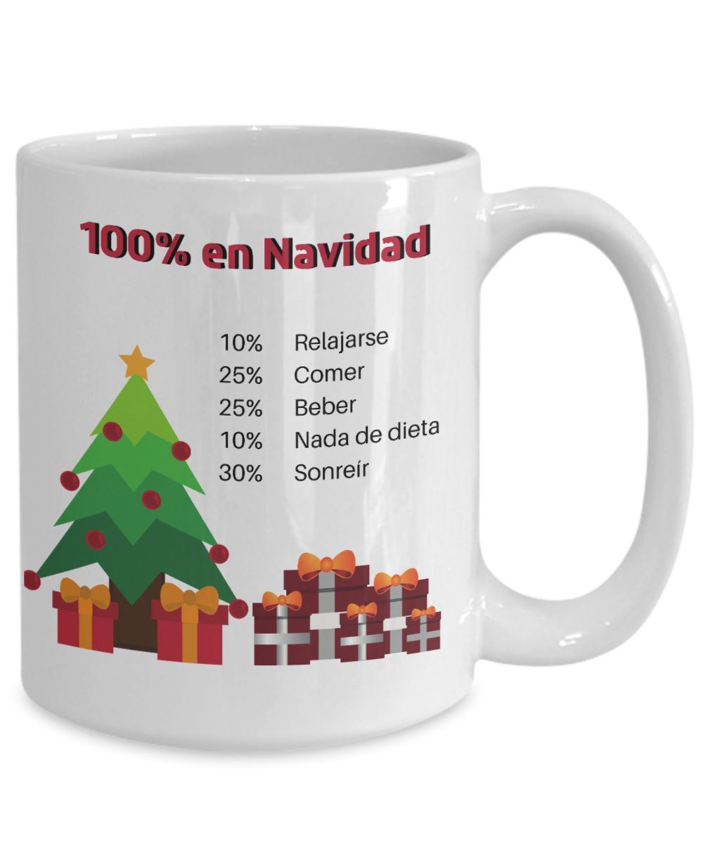 Taza 100% en Navidad Coffee Mug Regalos.Gifts 