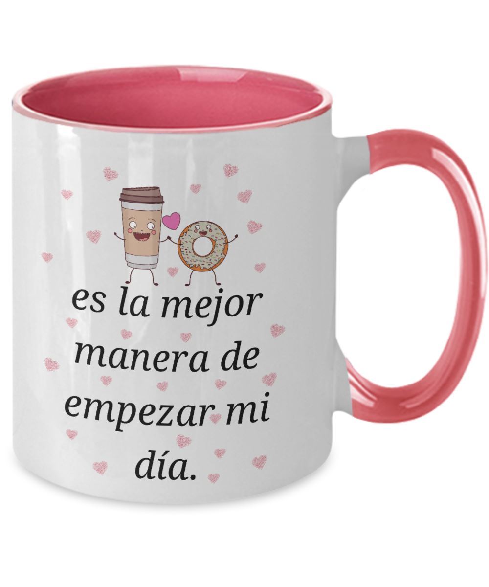 Taza 2 colores con mensaje de amor: Despertar cada día a tu lado, es la mejor manera de empezar mi día. Coffee Mug Regalos.Gifts 