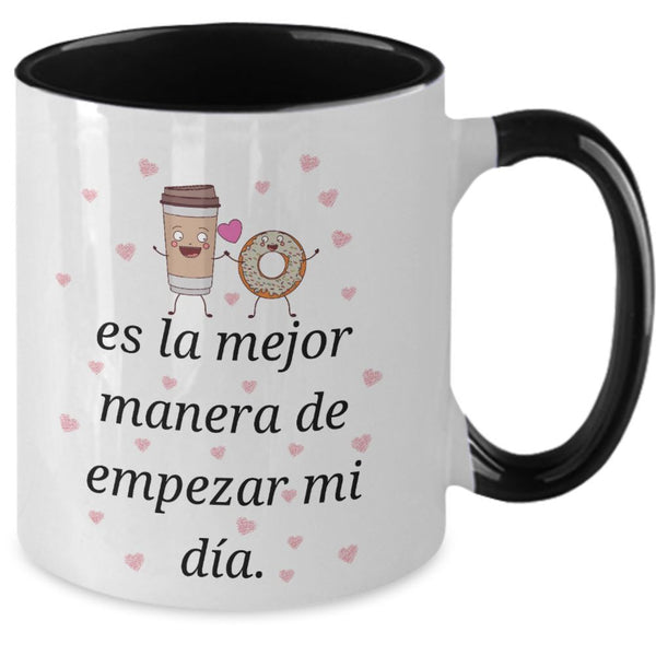 Taza 2 colores con mensaje de amor: Despertar cada día a tu lado, es la mejor manera de empezar mi día. Coffee Mug Regalos.Gifts 