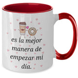Taza 2 colores con mensaje de amor: Despertar cada día a tu lado, es la mejor manera de empezar mi día. Coffee Mug Regalos.Gifts Two Tone 11oz Mug Red 