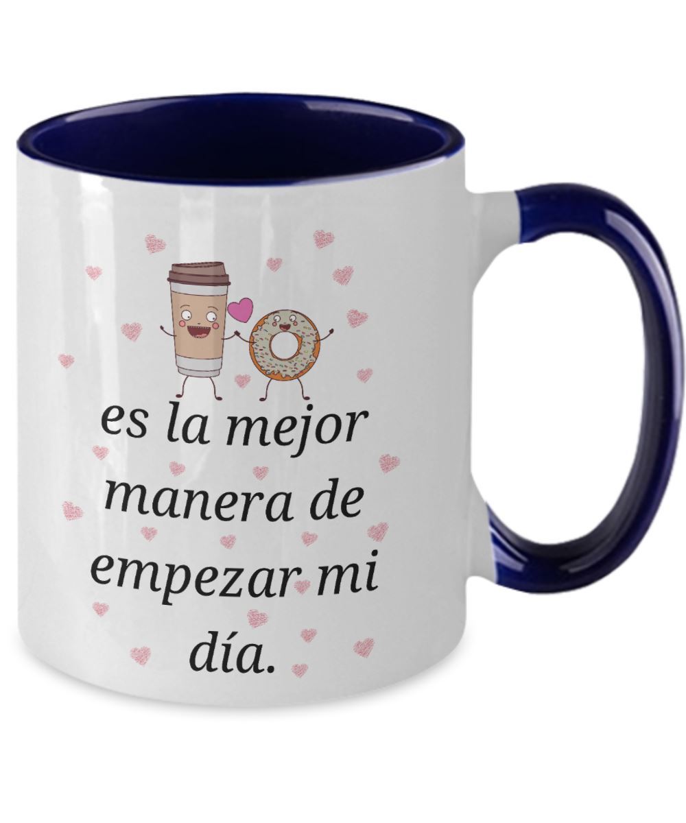 Taza 2 colores con mensaje de amor: Despertar cada día a tu lado, es la mejor manera de empezar mi día. Coffee Mug Regalos.Gifts Two Tone 11oz Mug Navy 