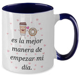 Taza 2 colores con mensaje de amor: Despertar cada día a tu lado, es la mejor manera de empezar mi día. Coffee Mug Regalos.Gifts Two Tone 11oz Mug Navy 
