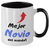 Taza 2 colores con mensaje de amor: Mejor Novio del Mundo! Coffee Mug Regalos.Gifts 