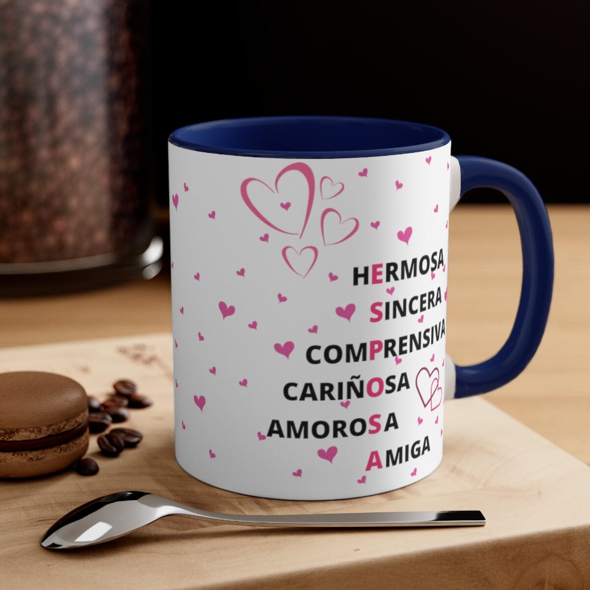 Taza 2 colores con mensaje de amor para esposa: Mi Esposa: Hermosa, Sincera, Comprensiva… Mug Printify 