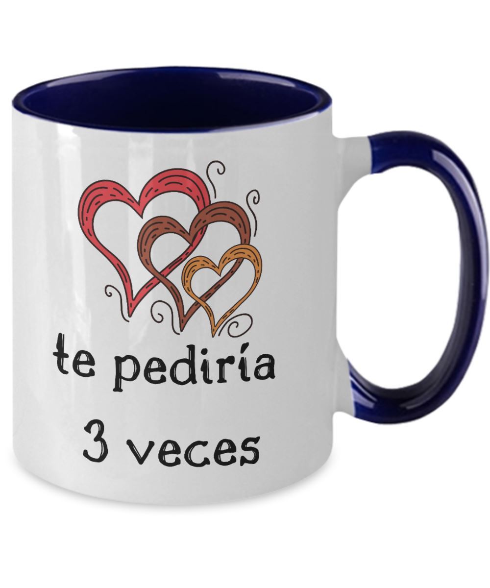 Taza 2 colores con mensaje de amor: Si tuviera que pedir 3 deseos, te pediría 3 veces Coffee Mug Regalos.Gifts 