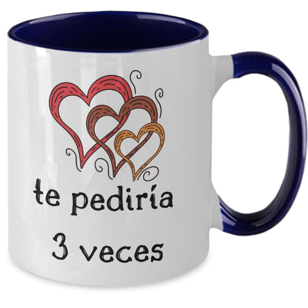 Taza 2 colores con mensaje de amor: Si tuviera que pedir 3 deseos, te pediría 3 veces Coffee Mug Regalos.Gifts 