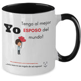 Taza 2 colores con mensaje de amor: Yo tengo al mejor esposo del mundo! … esta taza es una regalo de mi esposo! :) Coffee Mug Regalos.Gifts Two Tone 11oz Mug Black 