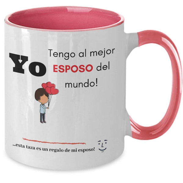 Taza 2 colores con mensaje de amor: Yo tengo al mejor esposo del mundo! … esta taza es una regalo de mi esposo! :) Coffee Mug Regalos.Gifts 