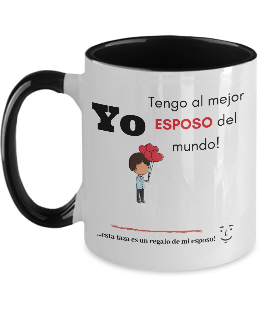 Taza 2 colores con mensaje de amor: Yo tengo al mejor esposo del mundo! … esta taza es una regalo de mi esposo! :) Coffee Mug Regalos.Gifts 