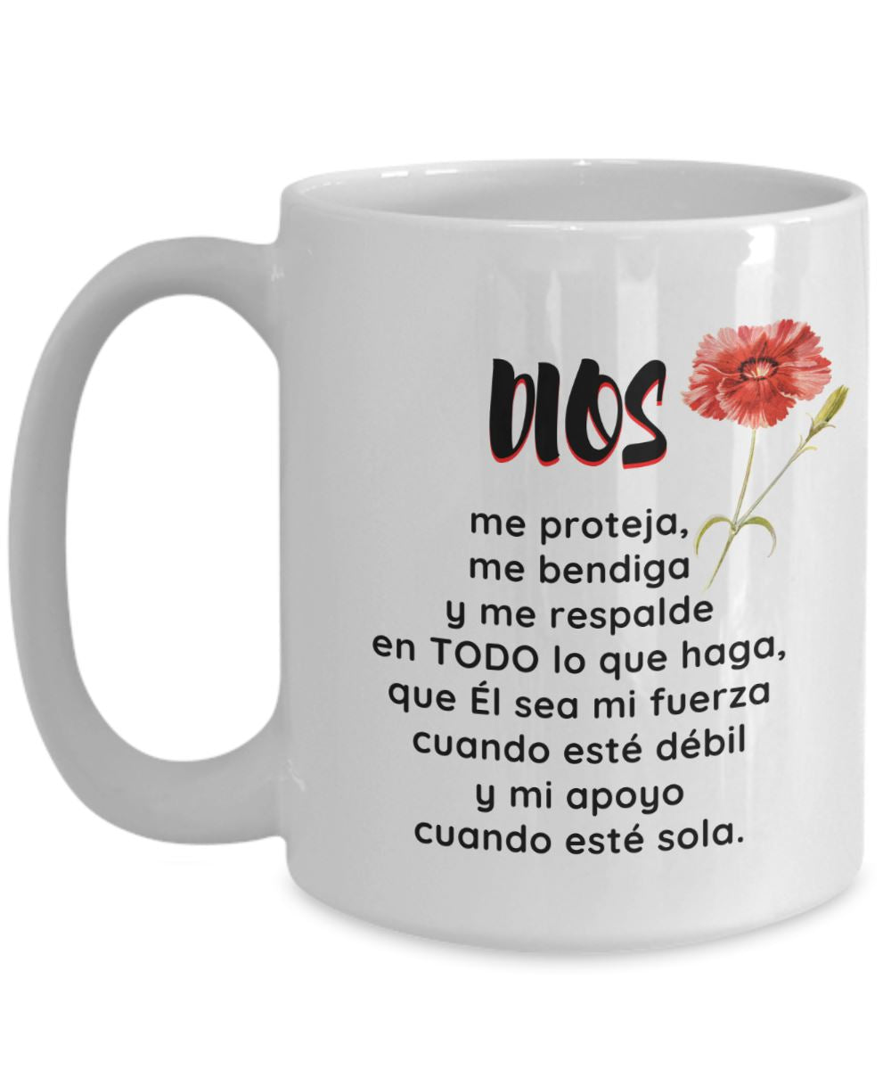 Taza con Mensaje Cristiano: Dios me proteja, me bendiga… Coffee Mug Regalos.Gifts 15oz Mug White 