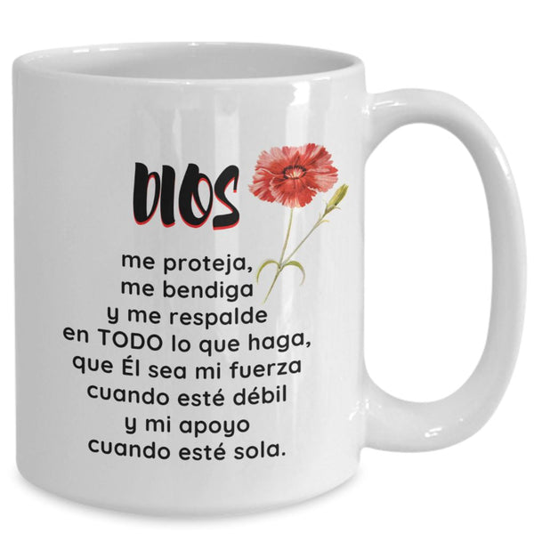 Taza con Mensaje Cristiano: Dios me proteja, me bendiga… Coffee Mug Regalos.Gifts 