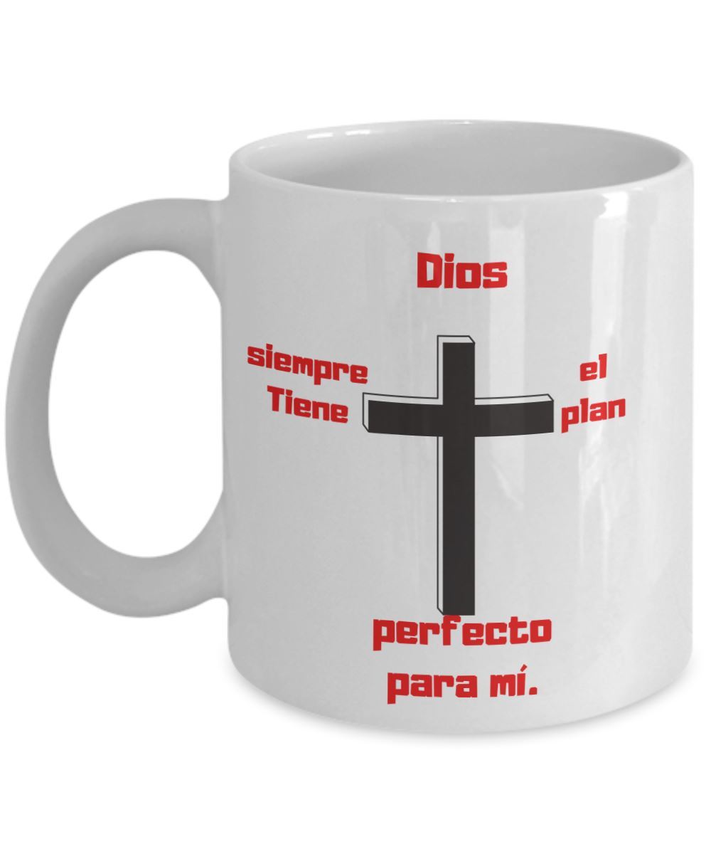 Taza con mensaje Cristiano: Dios siempre tiene el plan perfecto para mí Coffee Mug Regalos.Gifts 