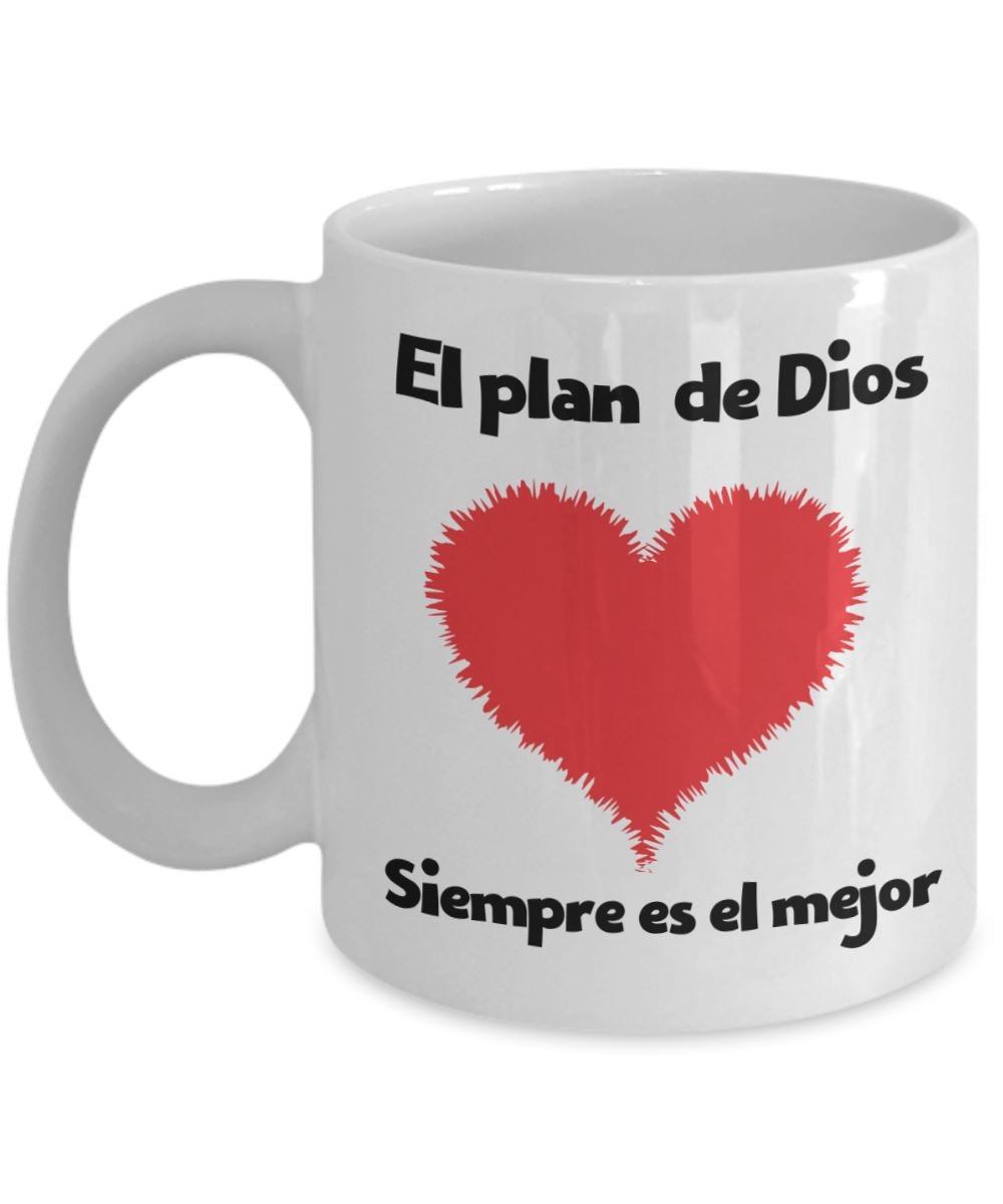 Taza con Mensaje Cristiano: El plan De Dios siempre es el mejor Coffee Mug Regalos.Gifts 11oz Mug White 