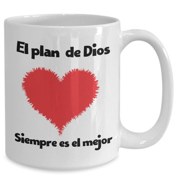 Taza con Mensaje Cristiano: El plan De Dios siempre es el mejor Coffee Mug Regalos.Gifts 