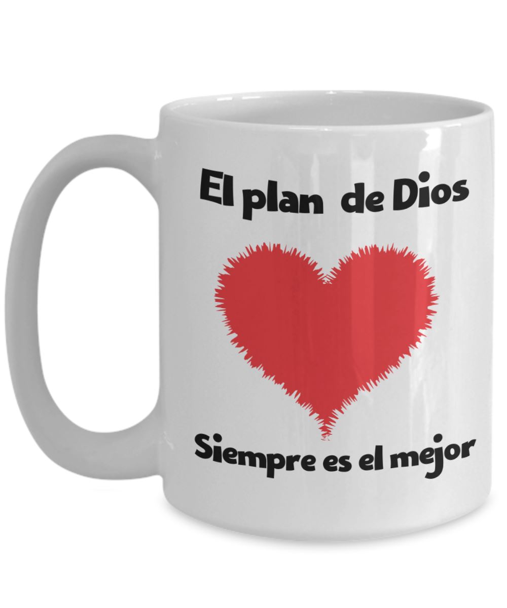 Taza con Mensaje Cristiano: El plan De Dios siempre es el mejor Coffee Mug Regalos.Gifts 15oz Mug White 