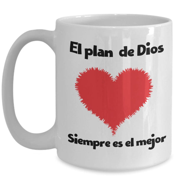 Taza con Mensaje Cristiano: El plan De Dios siempre es el mejor Coffee Mug Regalos.Gifts 15oz Mug White 