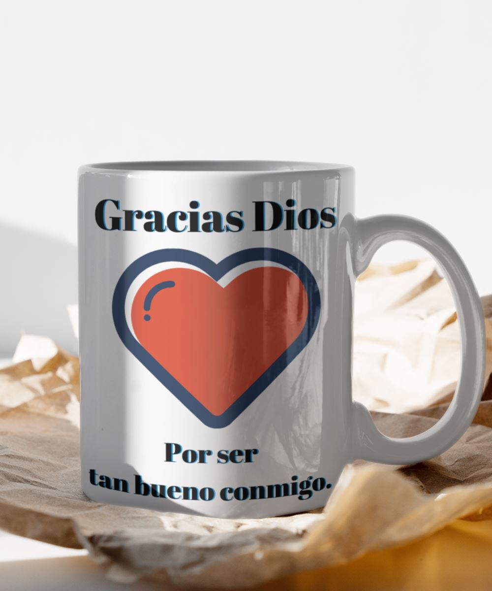 Taza con mensaje cristiano: Gracias Dios Coffee Mug Regalos.Gifts 