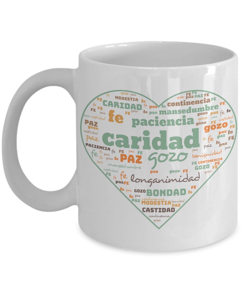 Taza con Mensaje Cristiano: Los Frutos del Espíritu Santo Coffee Mug Regalos.Gifts 