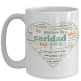 Taza con Mensaje Cristiano: Los Frutos del Espíritu Santo Coffee Mug Regalos.Gifts 