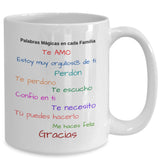 Taza con Mensaje Cristiano: Palabras mágicas en cada familia Coffee Mug Regalos.Gifts 