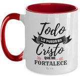 Taza con Mensaje Cristiano: Todo lo puedo en Cristo Coffee Mug Regalos.Gifts 