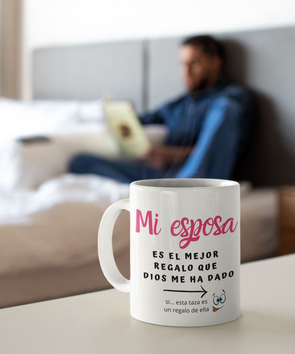 Taza con mensaje de amor: Mi esposa es el mejor regalo que Dios me ha dado Coffee Mug Regalos.Gifts 