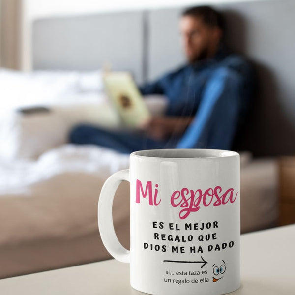 Taza con mensaje de amor: Mi esposa es el mejor regalo que Dios me ha dado Coffee Mug Regalos.Gifts 