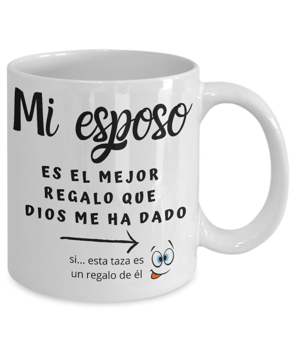 Taza con mensaje de amor: Mi esposo es el mejor regalo que Dios me ha dado Coffee Mug Regalos.Gifts 