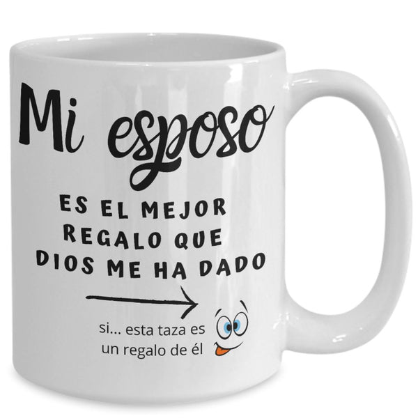 Taza con mensaje de amor: Mi esposo es el mejor regalo que Dios me ha dado Coffee Mug Regalos.Gifts 