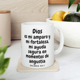 Taza con Mensaje De Dios: Dios es mi amparo y mi fortaleza… - Salmos 46:1 - 11 onzas Mug Printify 