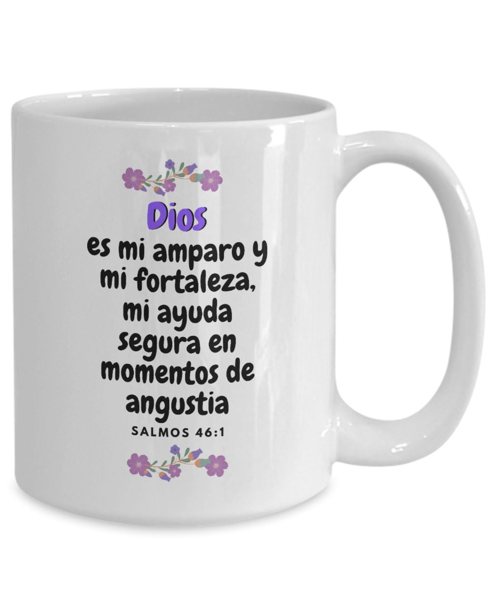 Taza con Mensaje De Dios: Dios es mi amparo y… - Salmos 46:1 Coffee Mug Regalos.Gifts 