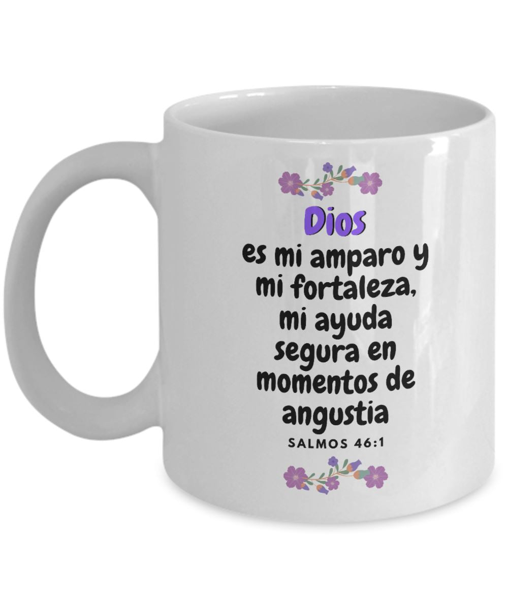Taza con Mensaje De Dios: Dios es mi amparo y… - Salmos 46:1 Coffee Mug Regalos.Gifts 11oz Mug White 