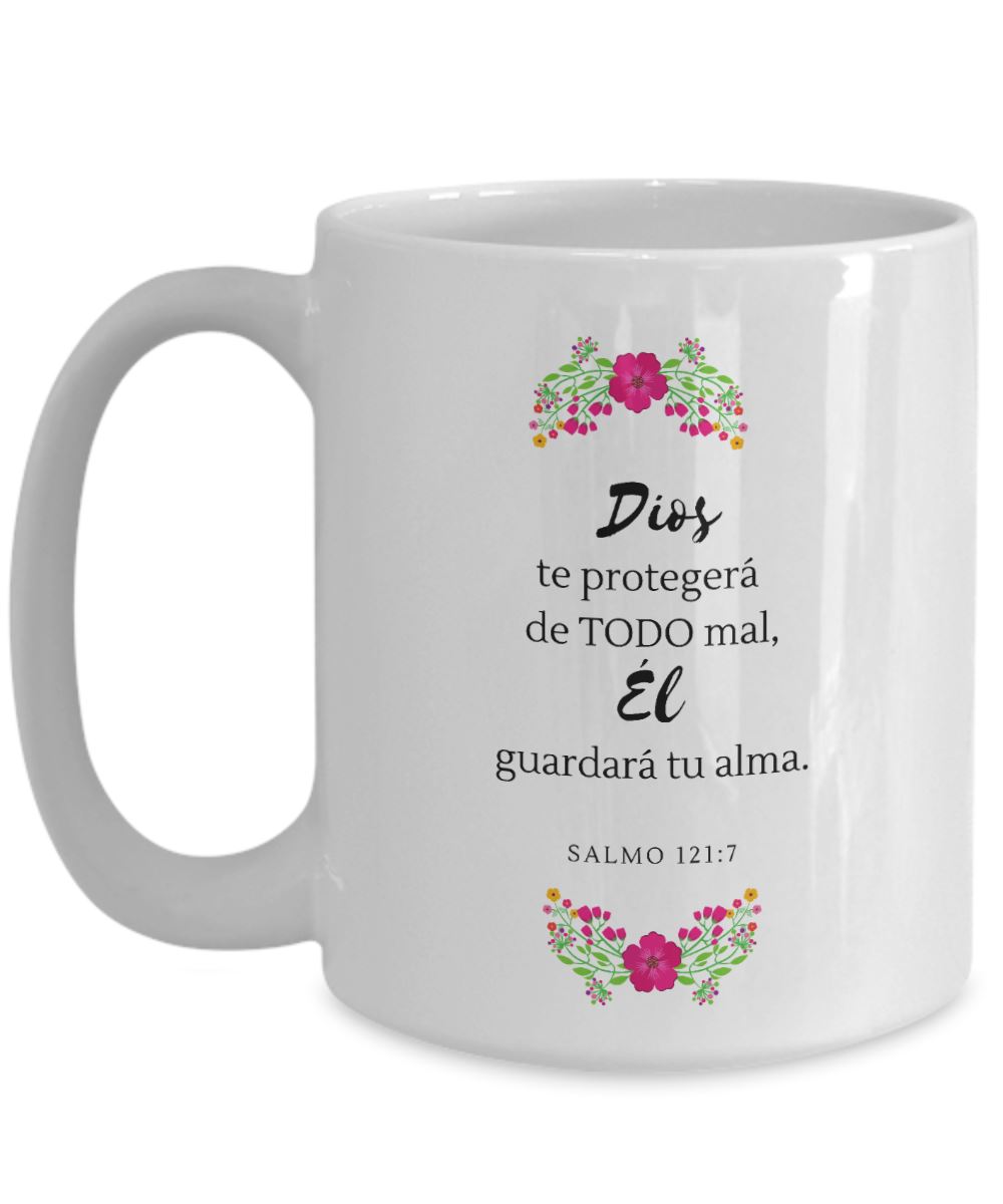 Taza con Mensaje De Dios: Dios te protegerá… - Salmo 121:7 Coffee Mug Gearbubble 