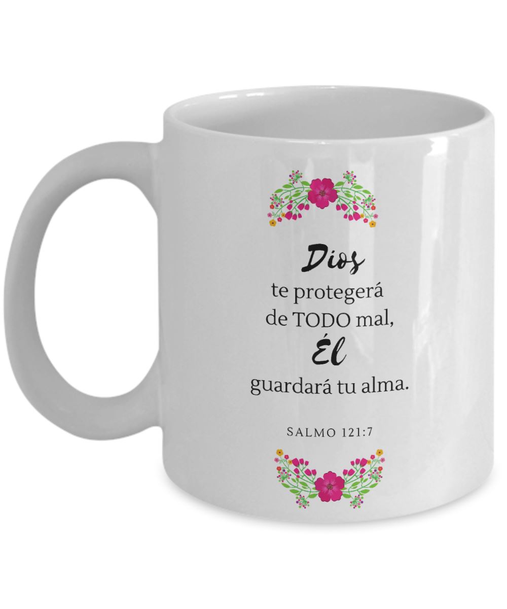 Taza con Mensaje De Dios: Dios te protegerá… - Salmo 121:7 Coffee Mug Gearbubble 