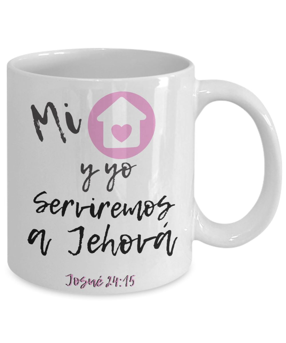 Taza con Mensaje De Dios: Mi casa y yo serviremos - Josué 24:15 Coffee Mug Gearbubble 